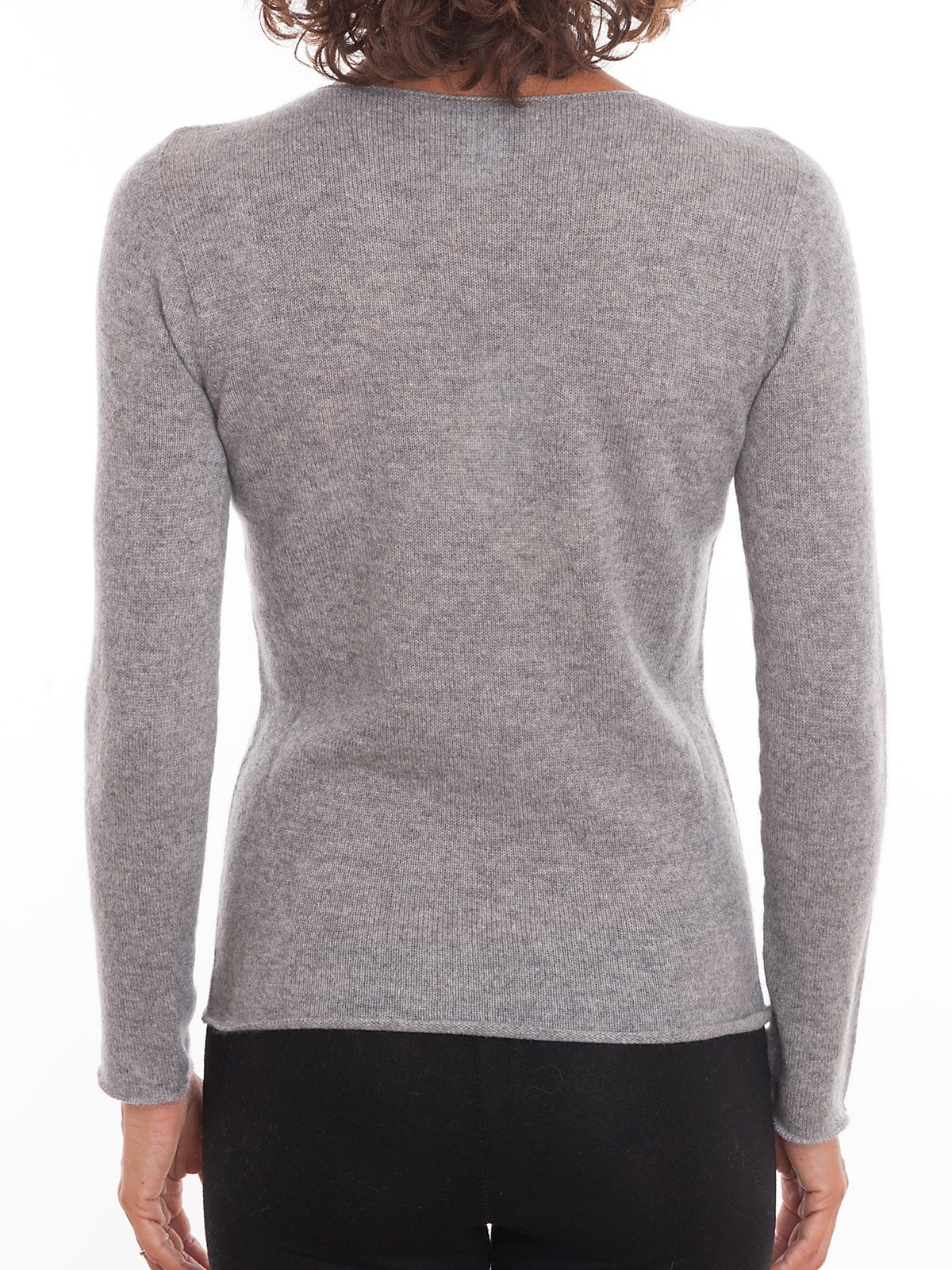 Pull col rond femme 100 % cachemire, coloris Gris, vue 3 | Dalle Piane Cashmere