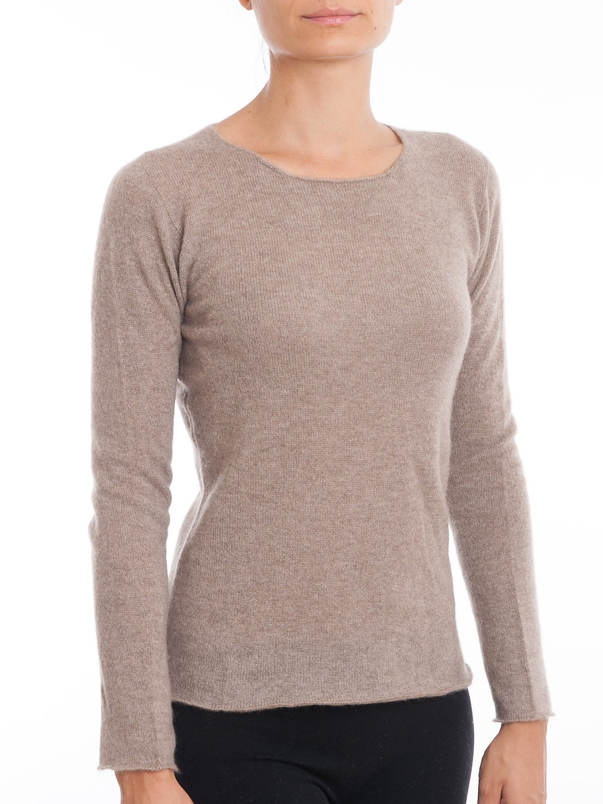 Pull col rond femme 100 % cachemire, coloris Vison, vue 2 | Dalle Piane Cashmere