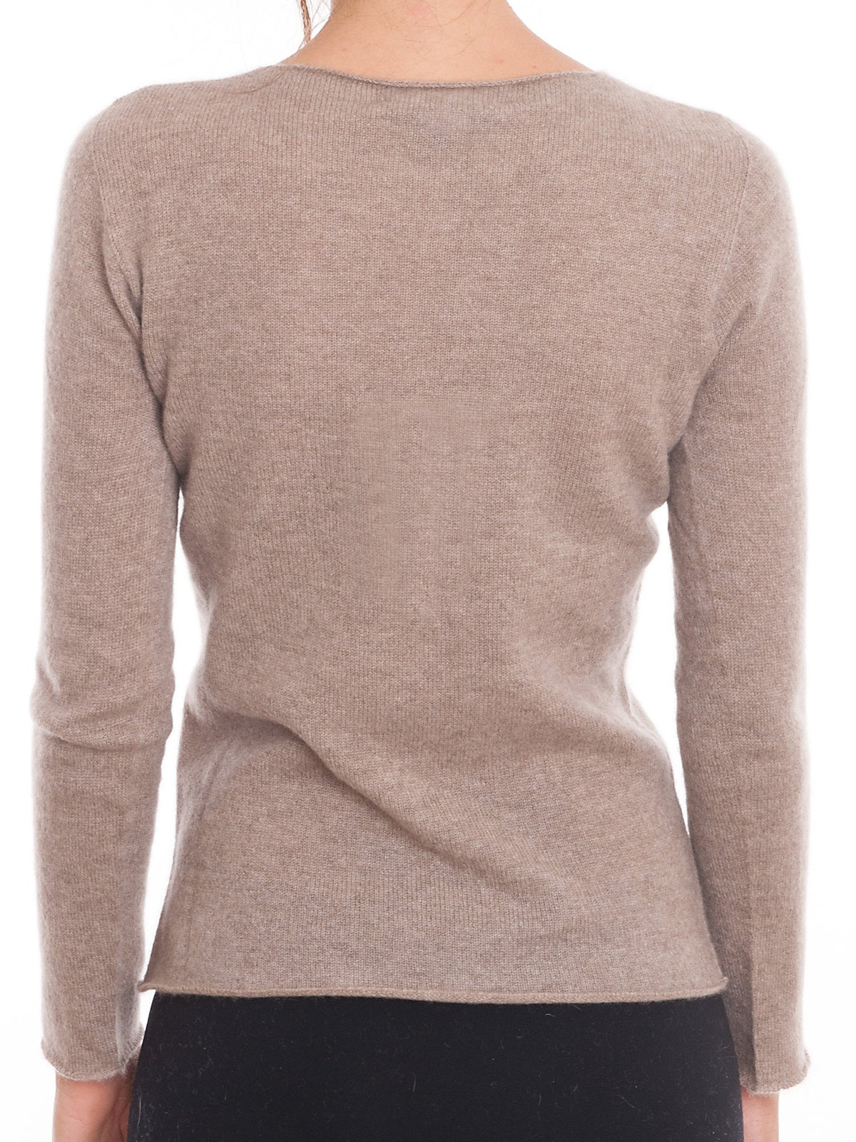 Pull col rond femme 100 % cachemire, coloris Vison, vue 3 | Dalle Piane Cashmere