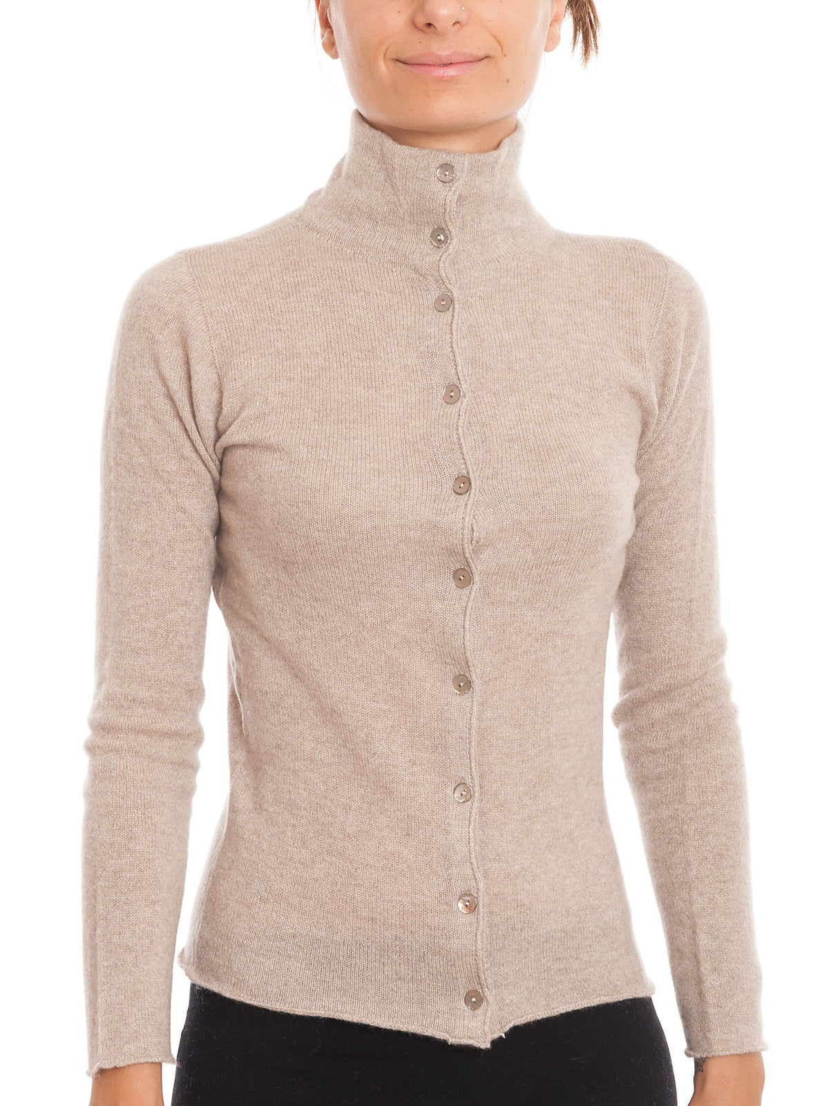 Bomber con Bottoni 100% Cashmere, colore Beige | Dalle Piane Cashmere