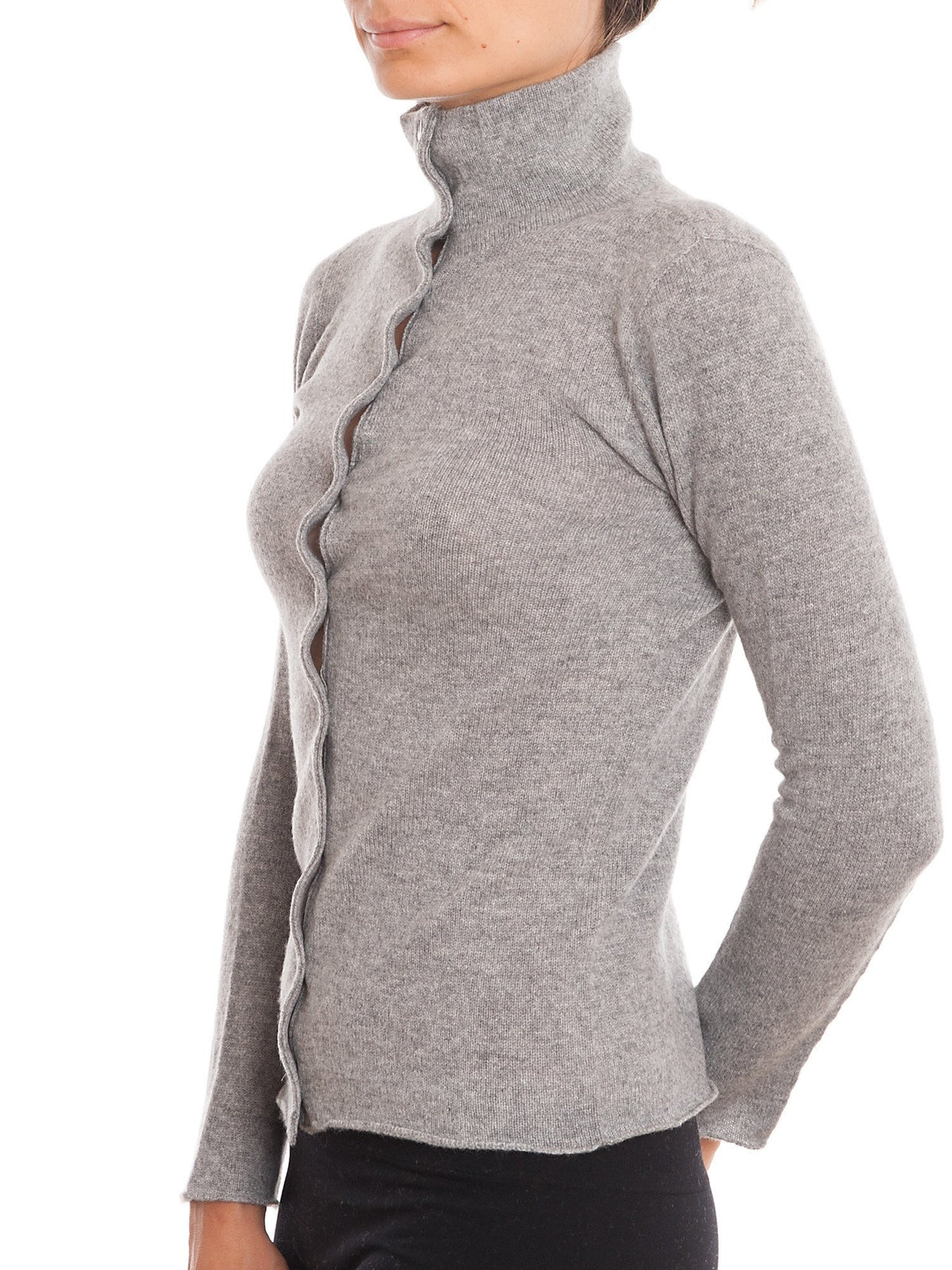 Blouson en maille femme 100 % cachemire, coloris Gris, vue 2 | Dalle Piane Cashmere