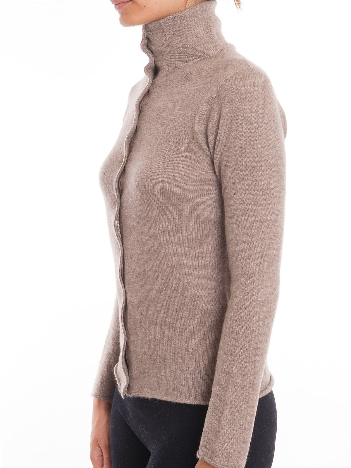 Blouson en maille femme 100 % cachemire, coloris Vison, vue 3 | Dalle Piane Cashmere